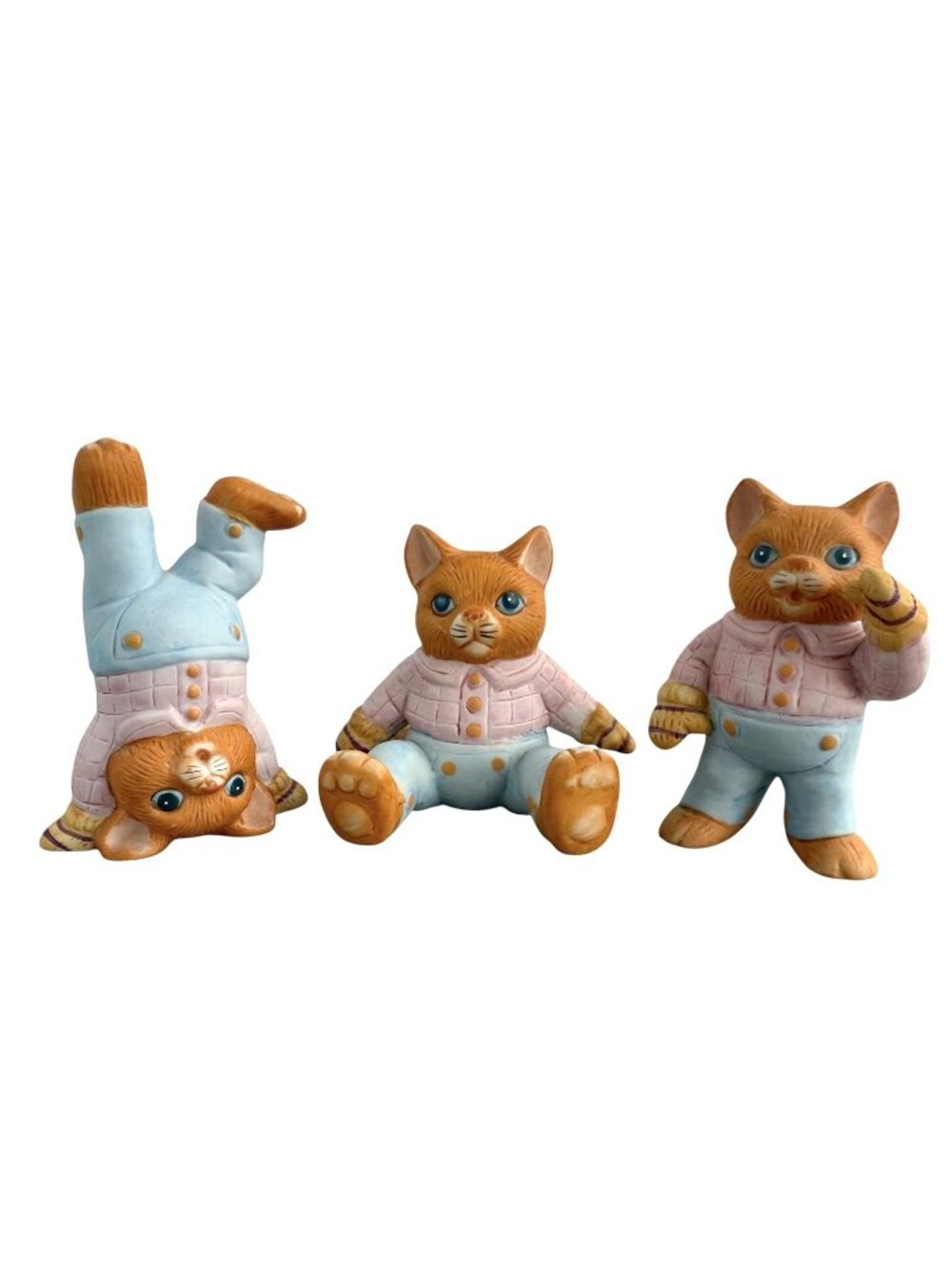 (3) Vintage Mother Goose By Shafford Tempest Tumbling Cat Figurines 3” 1986 Set